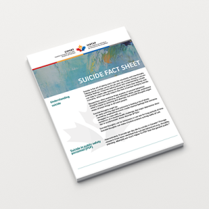 Suicide Fact Sheet flyer (8.5" x 11", bi-fold/spread format, English)